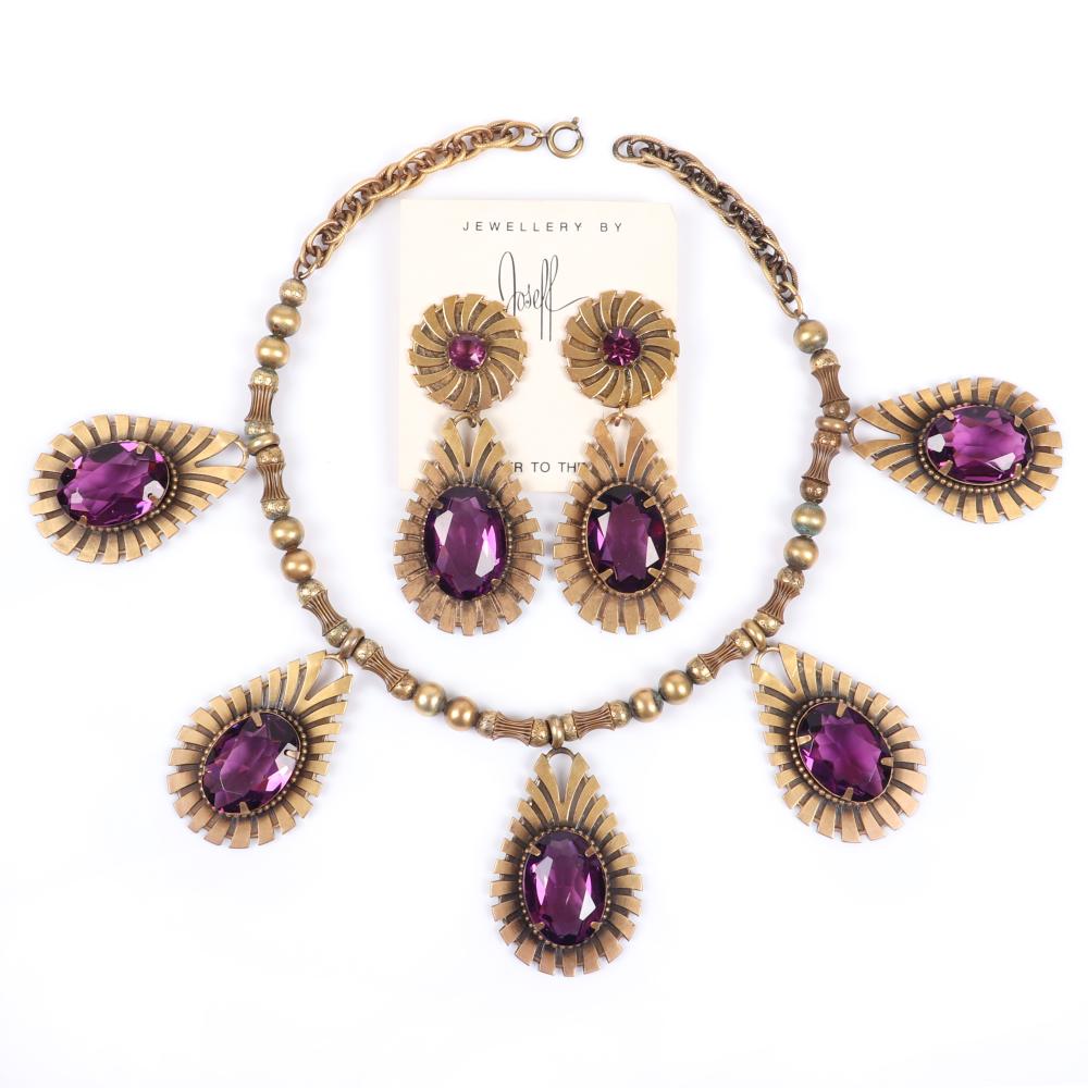 Appraisal: JOSEFF OF HOLLYWOOD NECKLACE AND H EARRING SET WITH HUGE