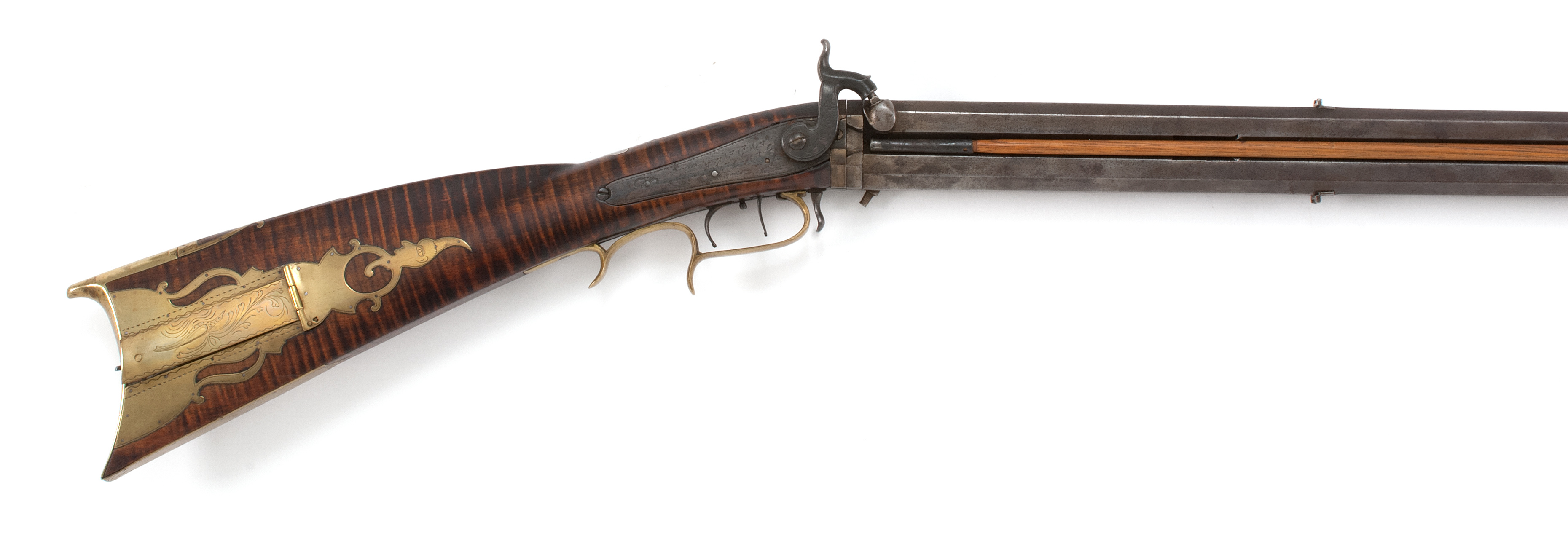 Appraisal: RARE DOUBLE-BARREL KENTUCKY RIFLE th CenturyWith swivel breech One barrel