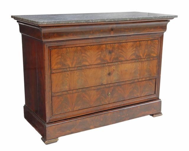 Appraisal: French Louis Philippe period marble-top mahogany commode mid th c