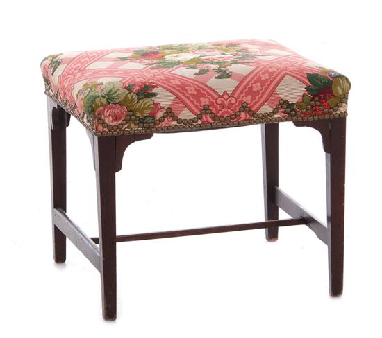 Appraisal: George III Sheraton mahogany stool bench circa upholstered top tapered