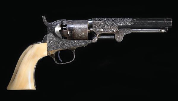 Appraisal: A fine Gustave Young engraved and presentation inscribed Colt Model