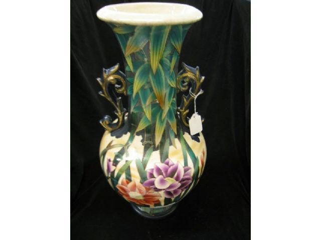 Appraisal: Large Satsuma Japanese Pottery Vase floral gold trim