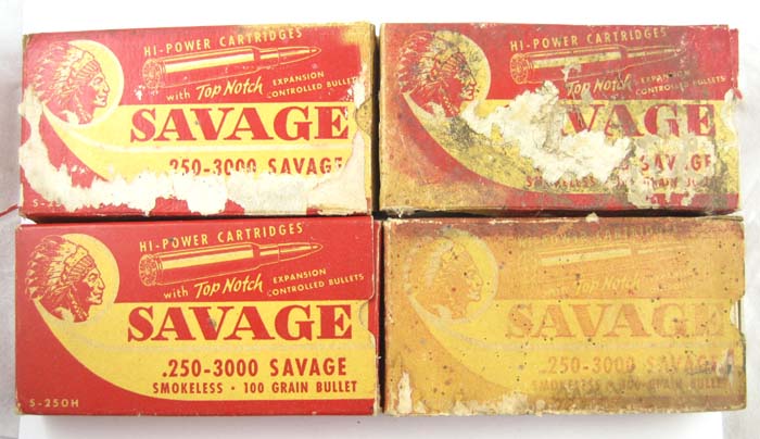 Appraisal: FOUR BOXES OF SAVAGE AMMUNITION - caliber in red and