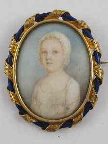 Appraisal: A Victorian hand painted miniature on ivory in a fine