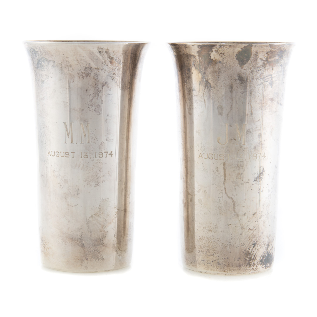 Appraisal: A pair of sterling silver tumblers owned by Marvin Jeanne