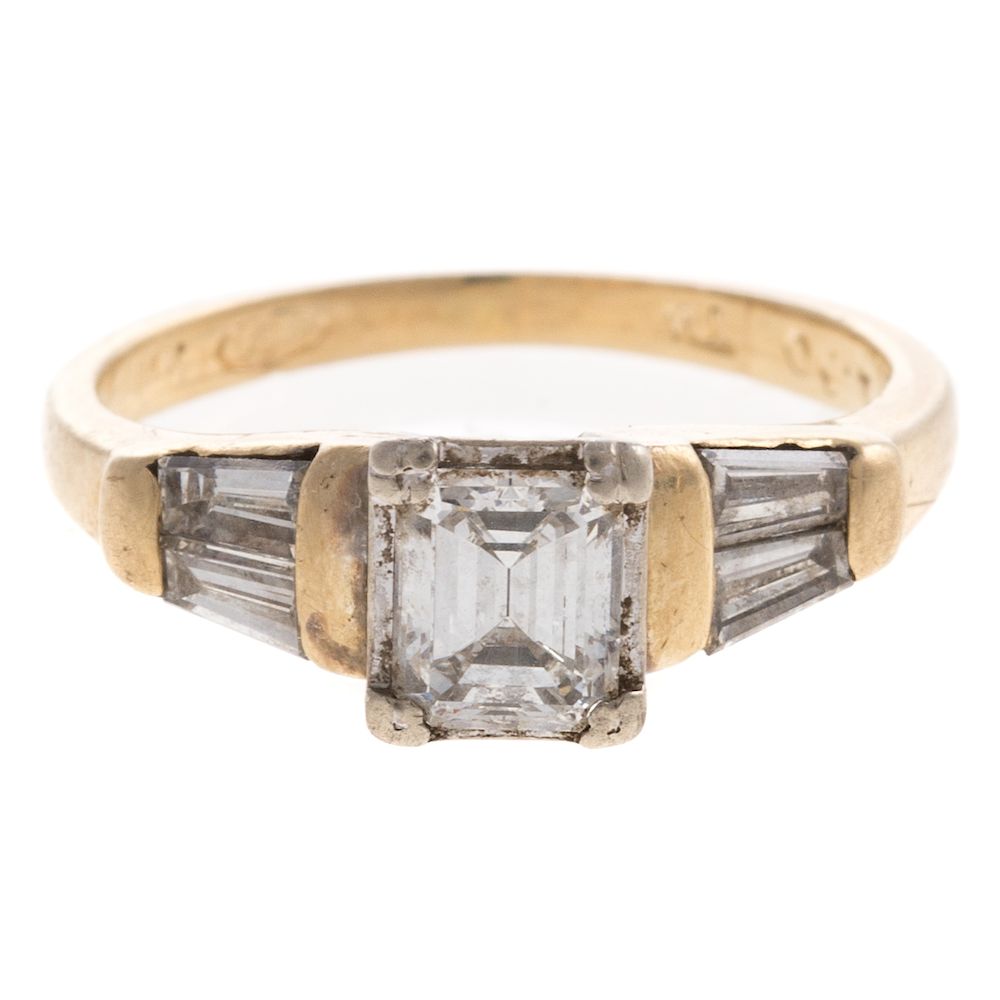 Appraisal: A Ladies Emerald Cut Diamond Engagement Ring K yellow gold