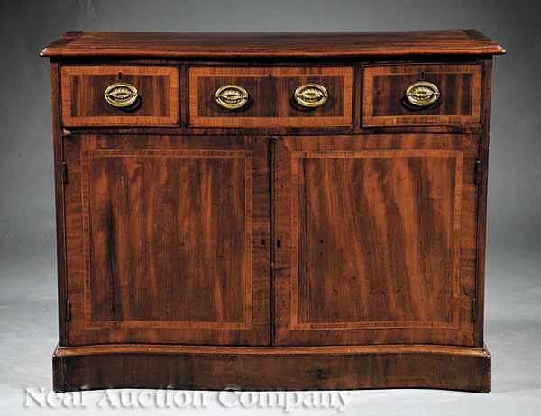 Appraisal: A George III Inlaid Mahogany Cabinet late th c serpentine