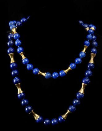 Appraisal: Two Lapis and Gold Necklaces