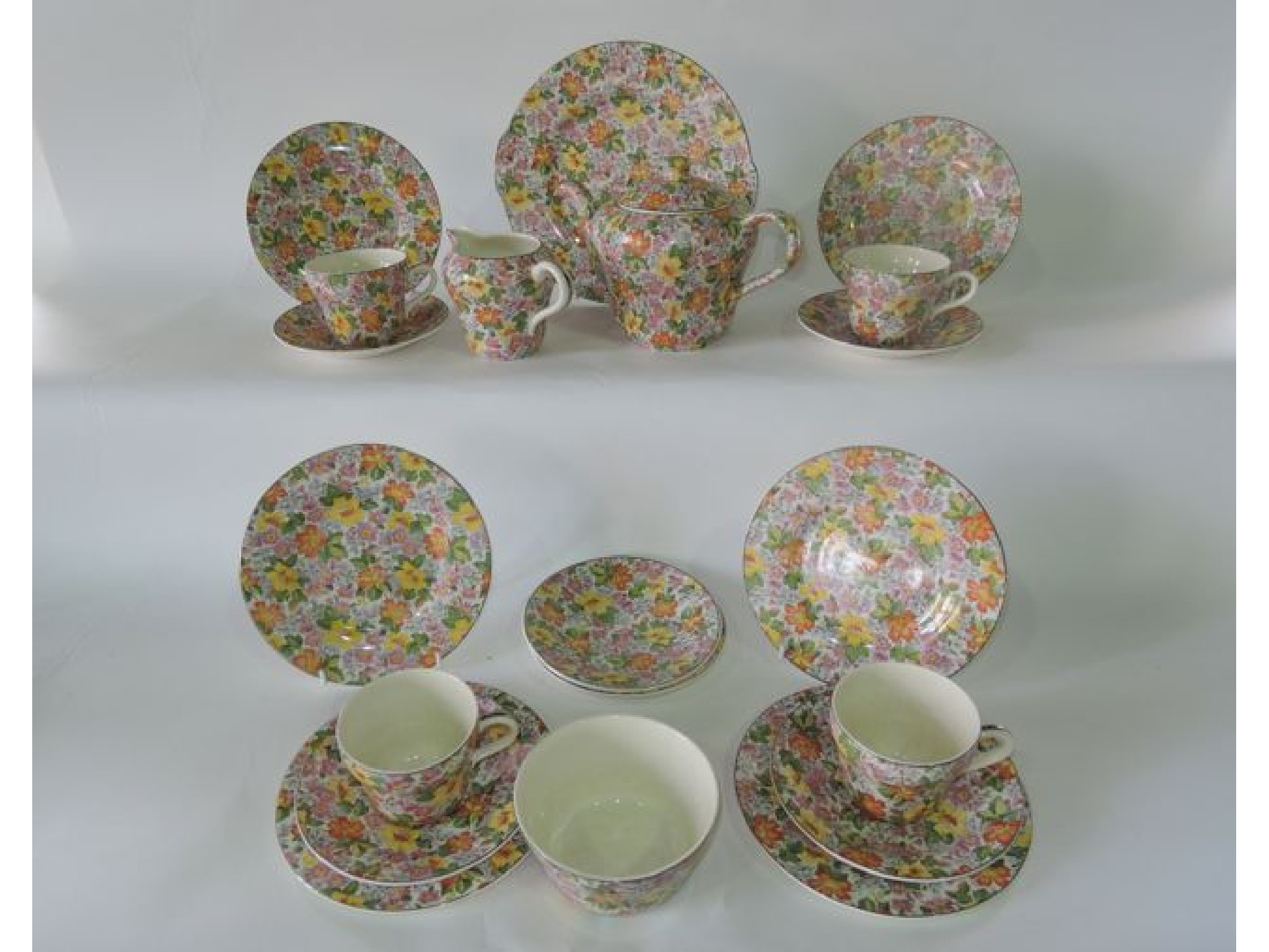 Appraisal: A collection of Langdale Chintz floral tea wares including teapot