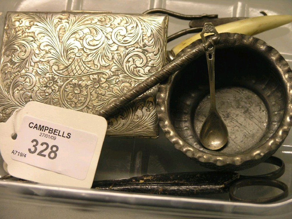 Appraisal: A imported silver case with engraved detail together with a