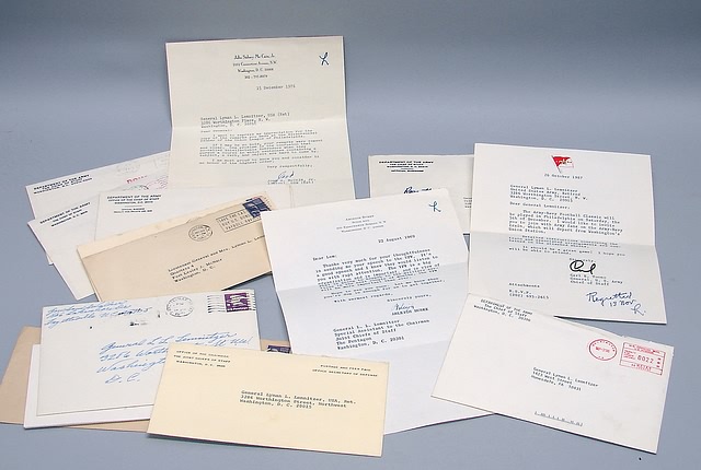 Appraisal: Grouping of letters to General Lemnitzer regarding military and personal