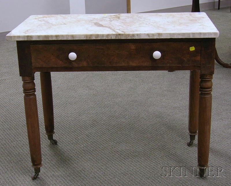 Appraisal: Empire White Marble-top Washstand with Long Drawer