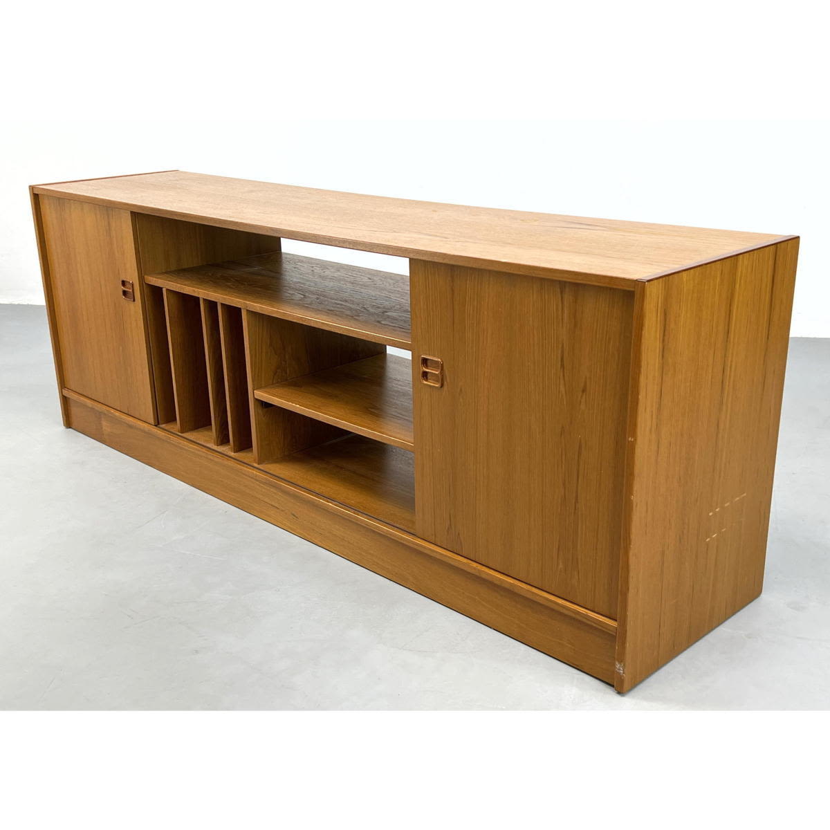 Appraisal: Danish Teak Modern Credenza Sideboard Open storage display areas Platform