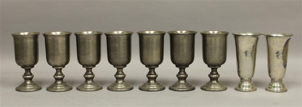 Appraisal: SET OF TWELVE COLONIAL CASTING CO PEWTER GOBLETS the goblets