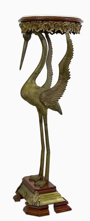 Appraisal: VTG Bronze Marble Bird Figural Plant Stand Plinth Fine bronze