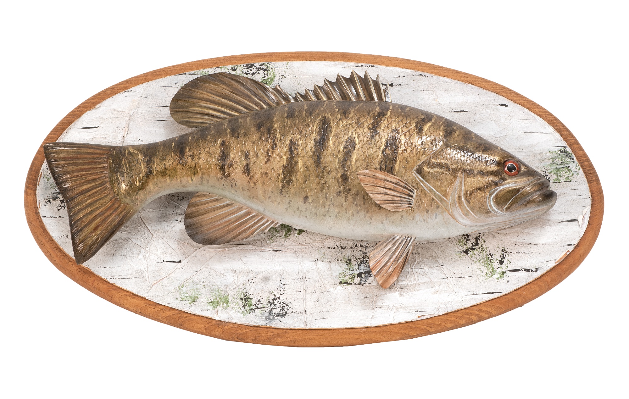 Appraisal: CONTEMPORARY LIFE-SIZE WOODEN CARVING OF A SMALL MOUTH BASS By