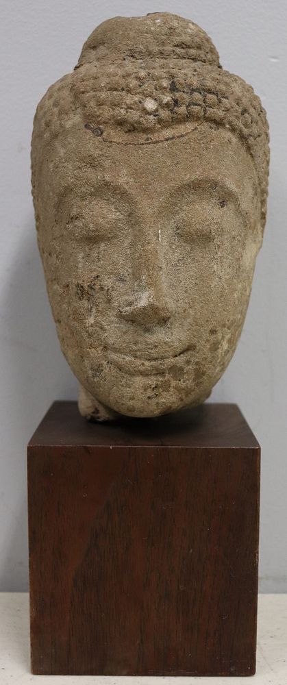 Appraisal: Antique Stone Buddha Head From a West Side NYC estate