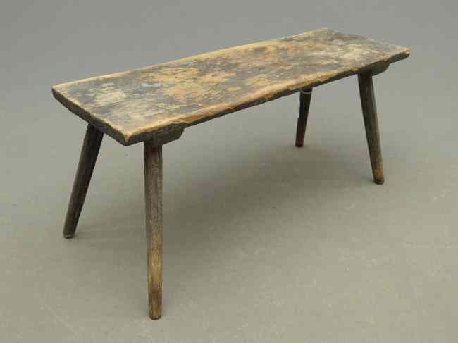 Appraisal: th c peg leg bench in old worn blue paint