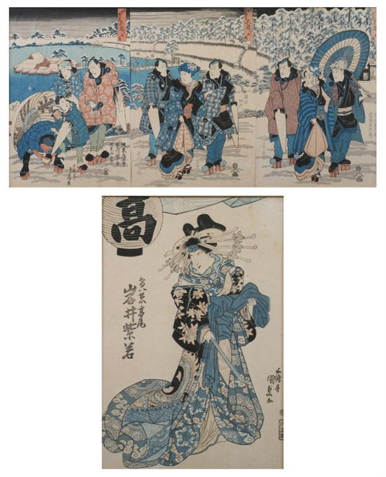 Appraisal: UTAGAWA SADAHIDE Japanese - FIGURES IN THE SNOW Color woodcut