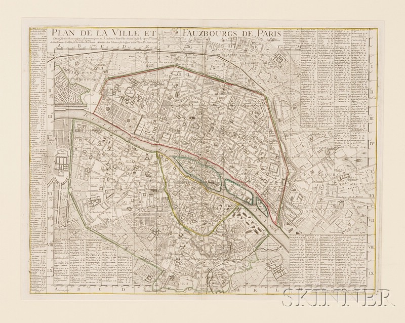 Appraisal: Map of Paris by Guillaume De L'Isle entitled Plan de