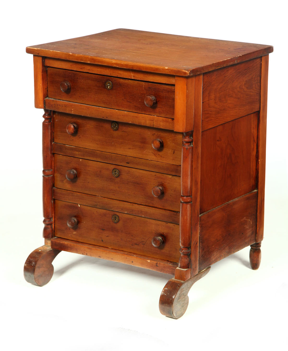 Appraisal: MINIATURE CHEST OF DRAWERS American - cherry pine and poplar