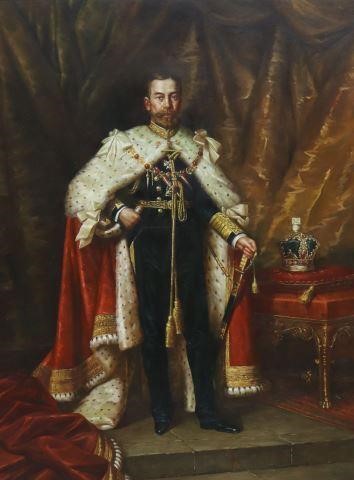 Appraisal: Framed oil on canvas painting State Portrait of King George