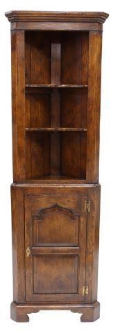 Appraisal: English oak corner cabinet mid th c molded cornice open