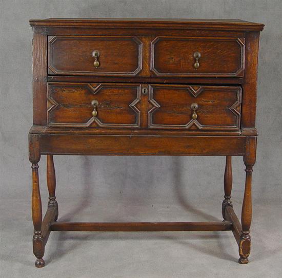 Appraisal: English Oak Chest on Frame Late th Century Two applied