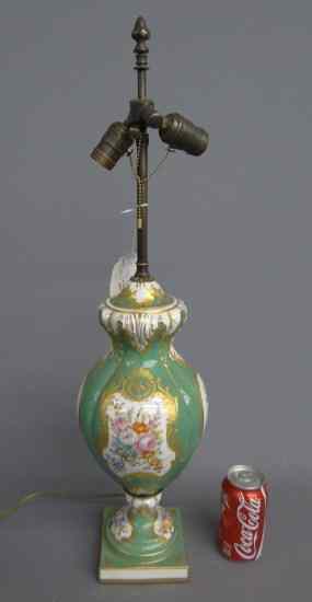 Appraisal: Old Paris painted lamp '' Overall Ht