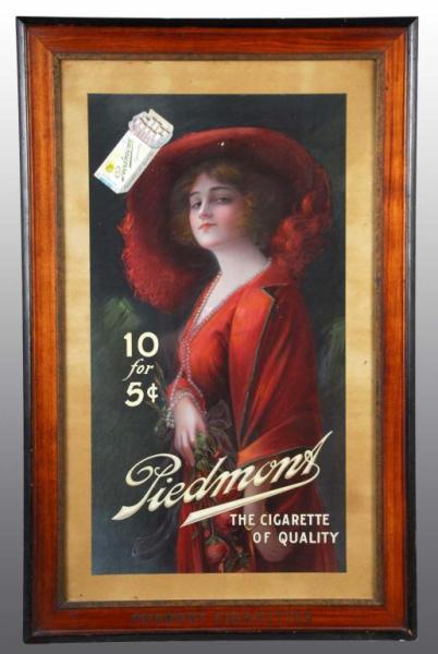 Appraisal: Heavy Cardboard Piedmont Cigarettes Sign Description Small ding on lady's