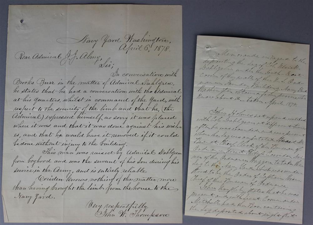 Appraisal: TWO MANUSCRIPT LETTERS ABOUT THE BURIAL OF CIVIL WAR COL