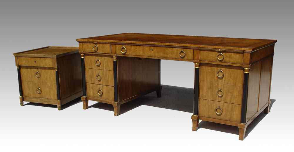 Appraisal: BAKER FURNITURE NEOCLASSICAL STYLE DESK AND FILE CABINET Executive size