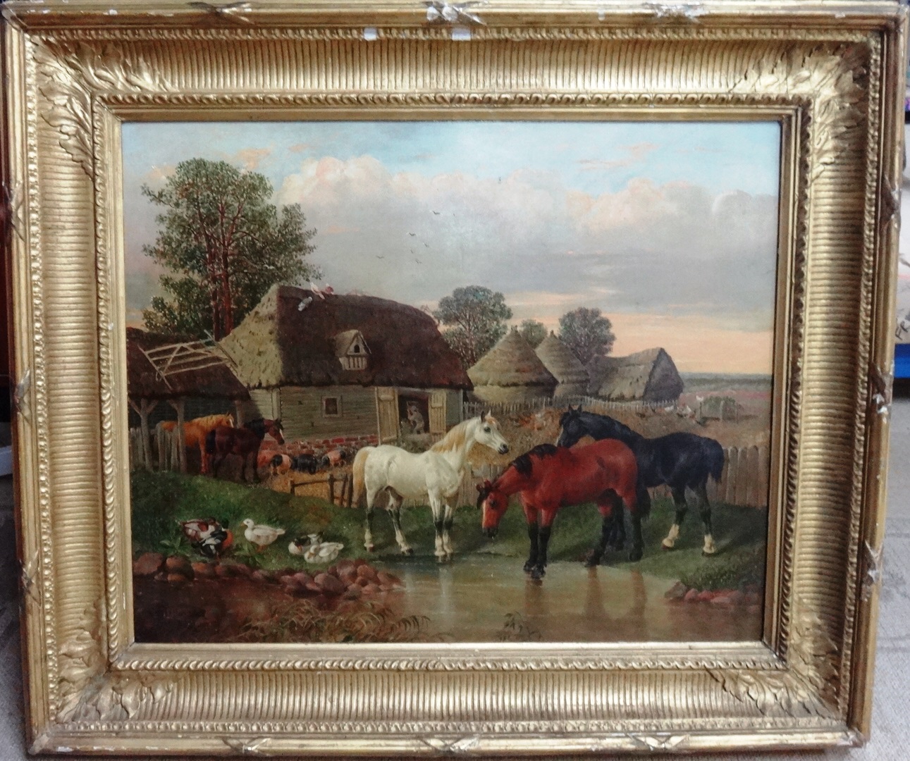 Appraisal: After John Frederick Herring The farmyard oil on canvas bears