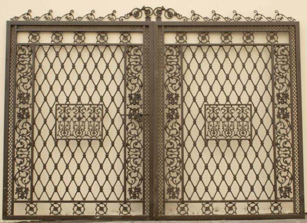 Appraisal: pair Architectural wrought iron estate gates approx h w