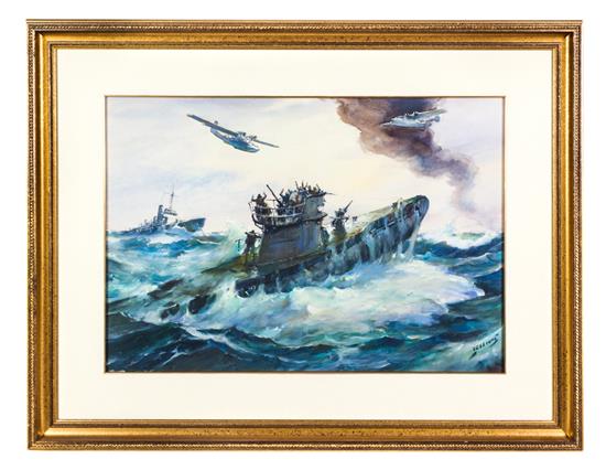 Appraisal: Sale Lot James Milton Sessions American - U-Boat Surrendering watercolor