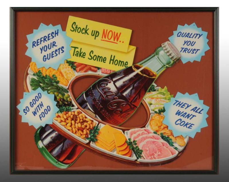 Appraisal: Coca-Cola Snack Tray Bottle Die-Cut Sign Description s Beautifully framed