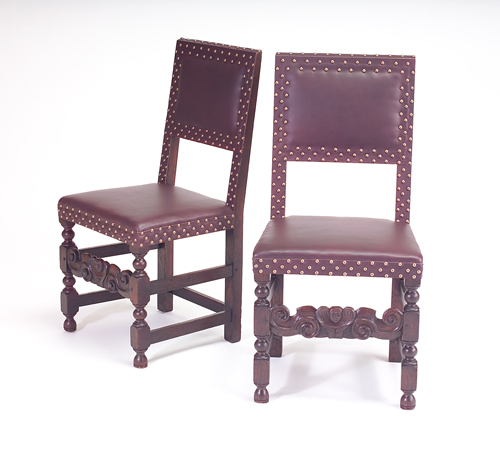 Appraisal: TIFFANY STUDIOS Rare early pair of Gothic style chairs with