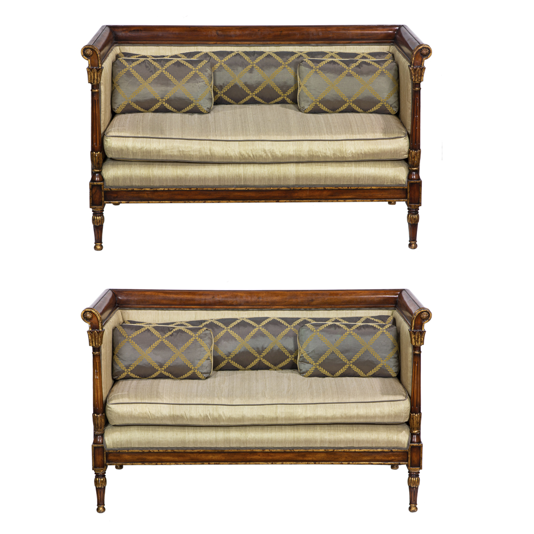 Appraisal: A PAIR OF NEOCLASSICAL STYLE SETTEES A pair of Neoclassical