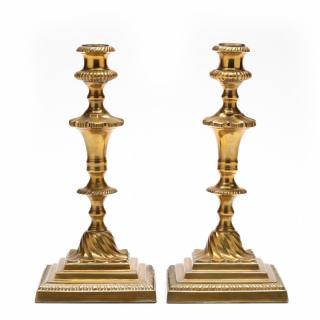 Appraisal: Pair of Cast Brass Candlesticks mid to late th century