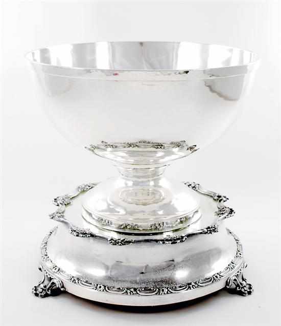 Appraisal: French mirrored silverplate plateau and English punchbowl early th century