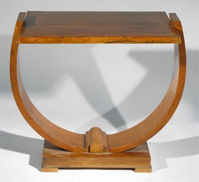 Appraisal: An Art Deco walnut veneer side table rectangular top with