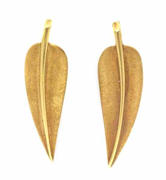 Appraisal: A Pair of Karat Yellow Gold Leaf Earrings Tiffany Co