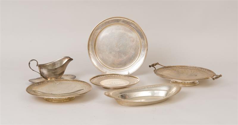 Appraisal: GROUP OF SIX AMERICAN SILVER HOLLOWARE ARTICLES Comprising three cake