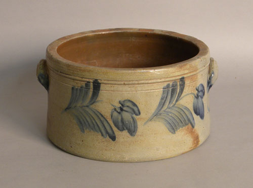 Appraisal: Two gallon stoneware crock th c with cobalt floral decoration