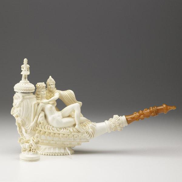 Appraisal: MEERSCHAUM PIPE Elaborately carved by Ismail Ozel from a single