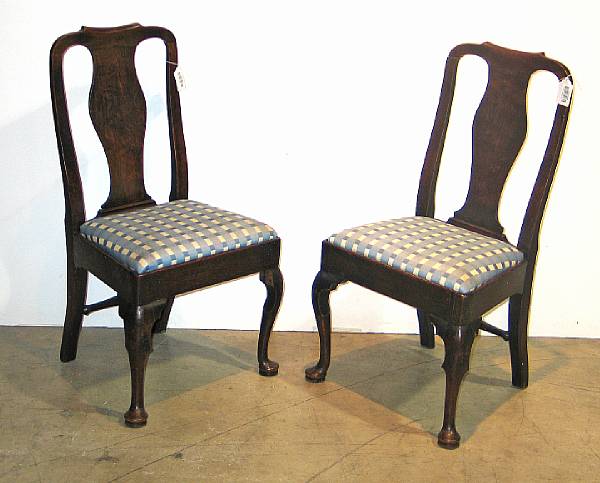 Appraisal: A pair of George II walnut side chairs mid th