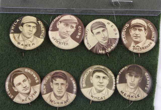 Appraisal: Grouping of eight Sweet Caporal P- Baseball Pins Pins include