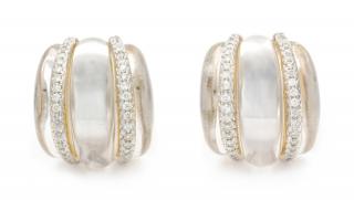 Appraisal: A Pair of Karat Bicolor Gold Diamond and Rock Crystal