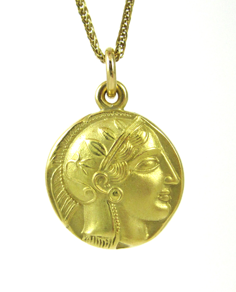 Appraisal: EIGHTEEN KARAT GOLD PENDANT NECKLACE suspended on a - inch