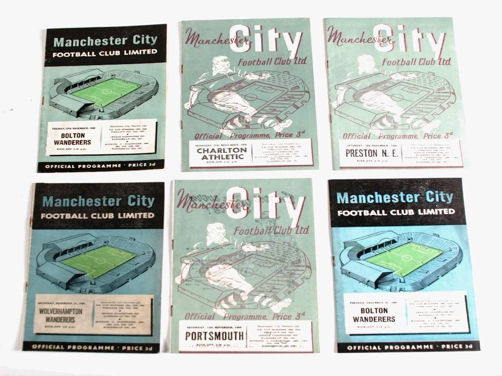 Appraisal: SIX MANCHESTER CITY HOME PROGRAMMES Portsmouth Charlton and Preston from